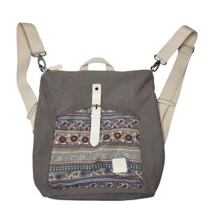 Canvas Artisan | Taupe Bohemian Beachy Canvas Casual Zip Buckle Backpack Women's